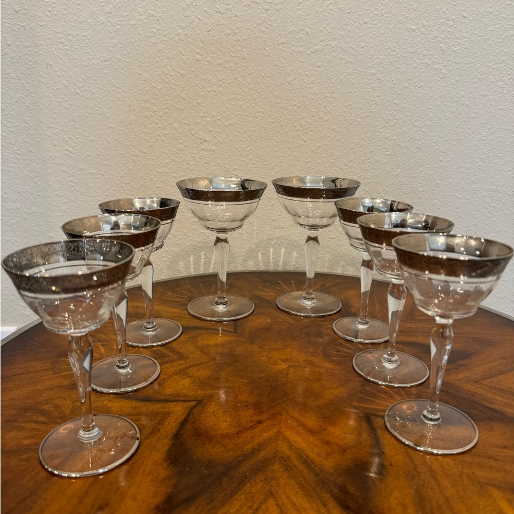 8 1950’s Glastonbury Lotus Rambler Rose Platinum Cordial -6 Champagne Co…